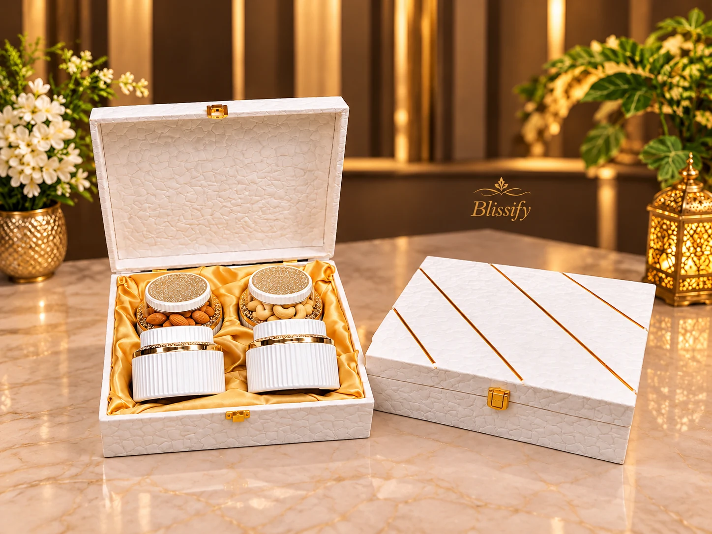 Ivory & Gold: Textured ivory, gleaming gold and a beautifully understated finish.